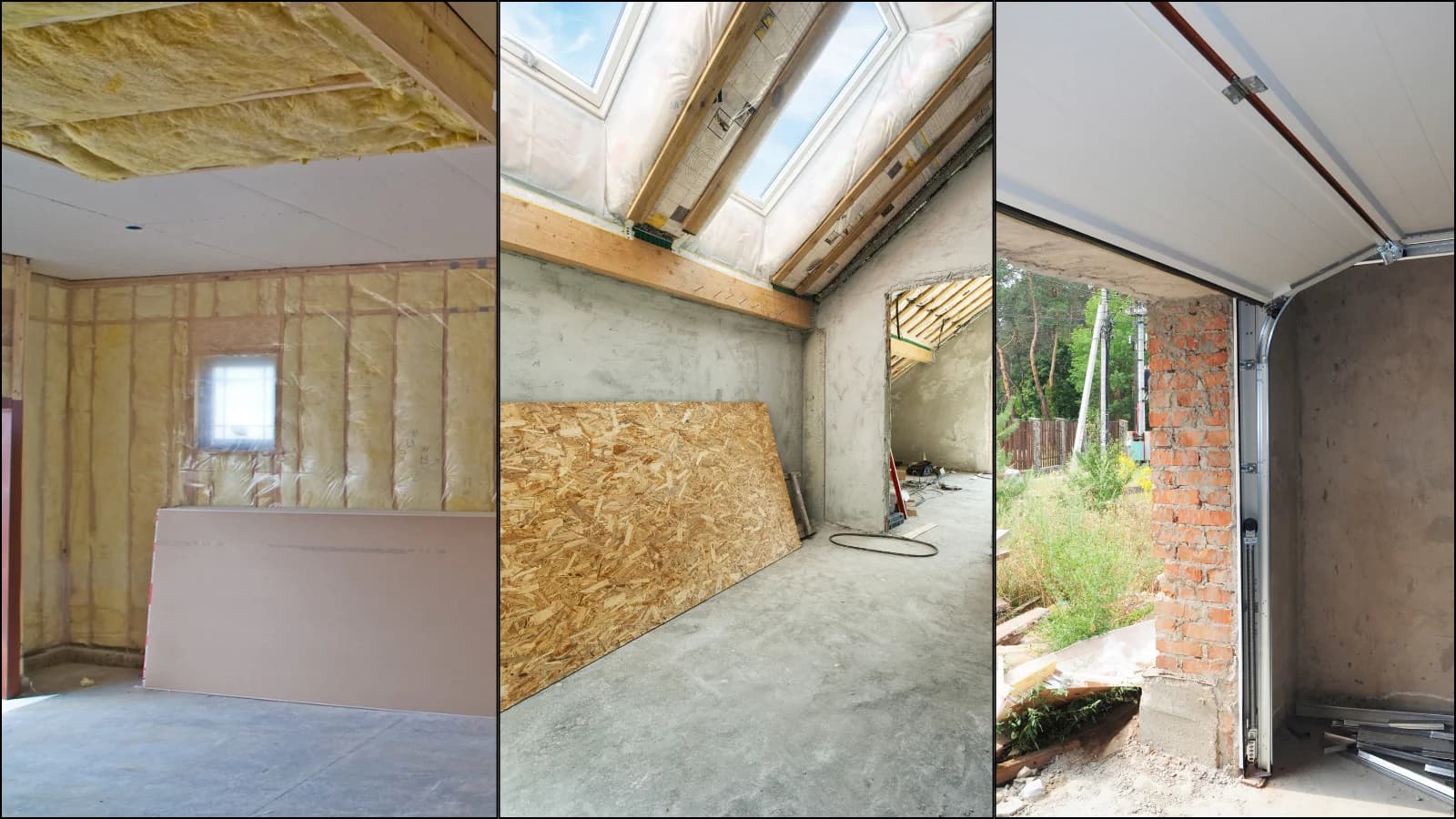 Garage walls and ceiling prepared for insulation in a San Antonio home