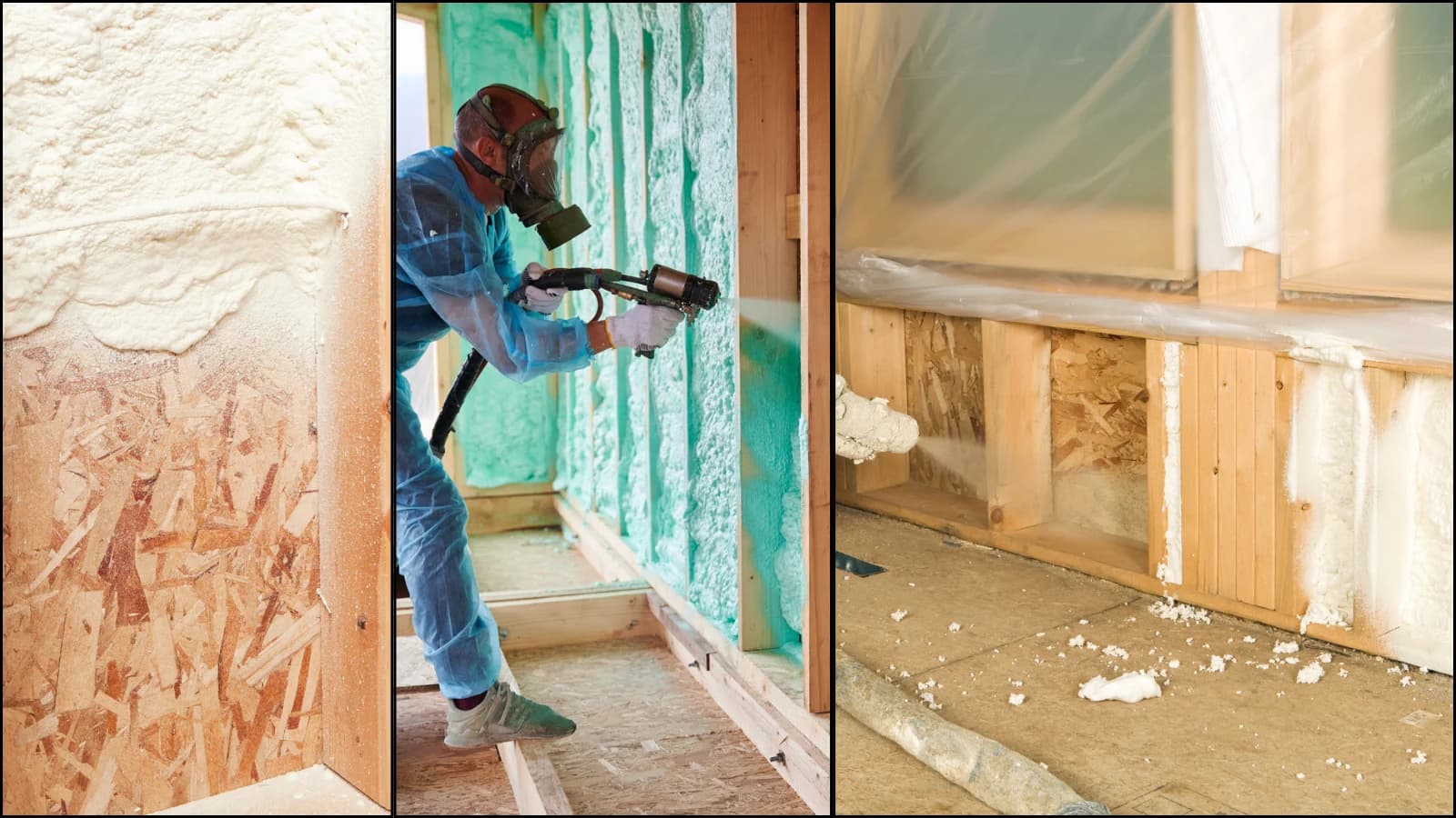 Spray foam insulation applied to framing in a San Antonio home
