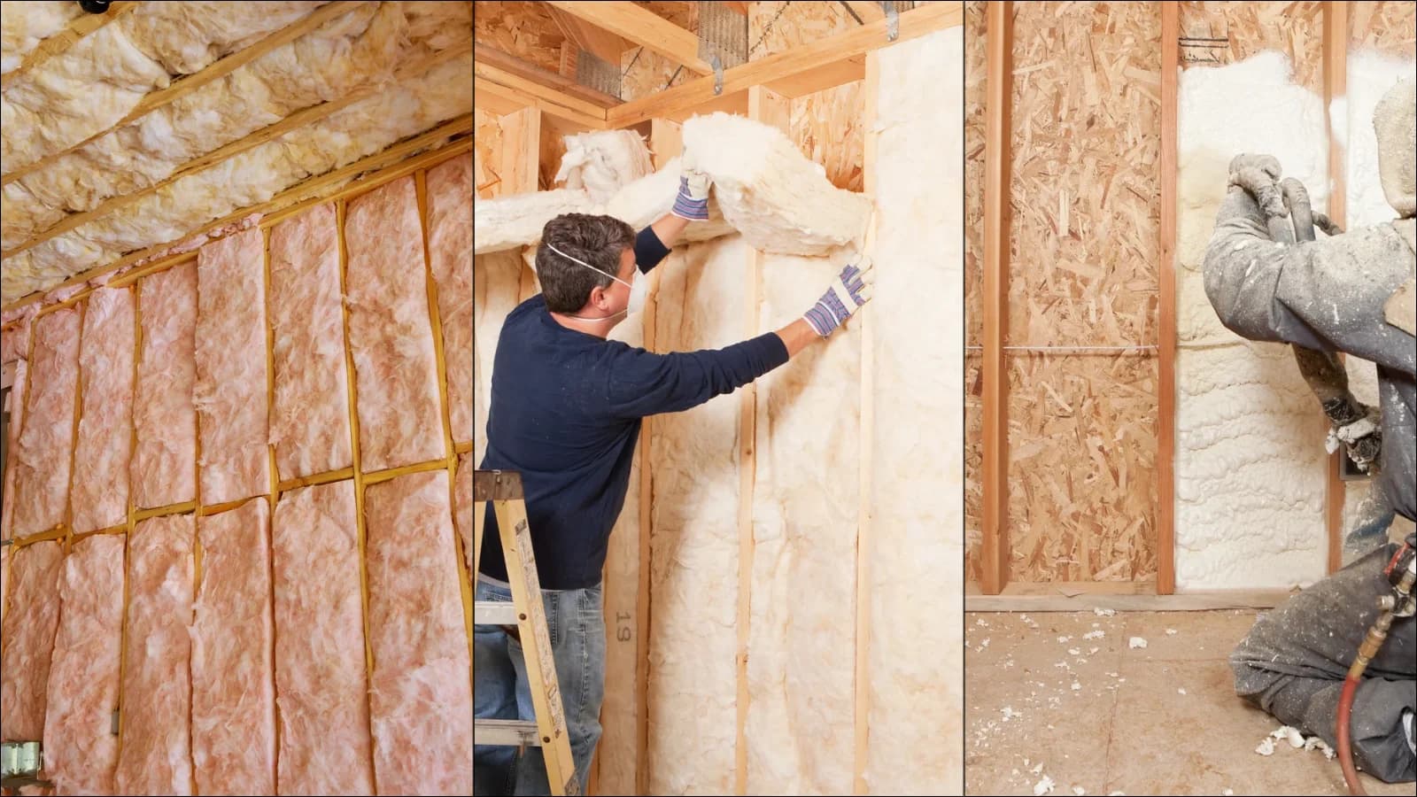 Wall cavity with insulation installed between studs in a San Antonio home