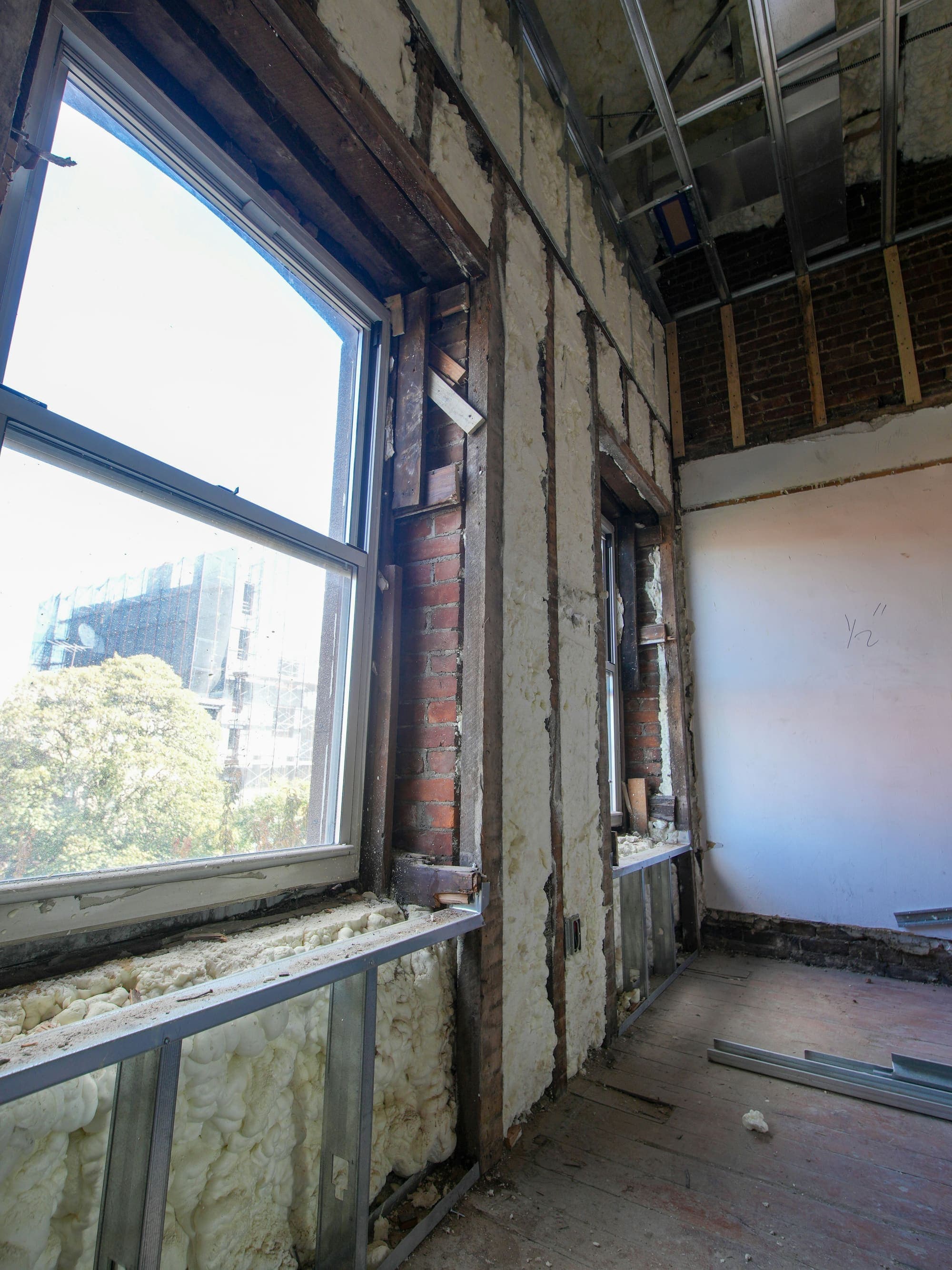 Wall insulation installed between framing studs